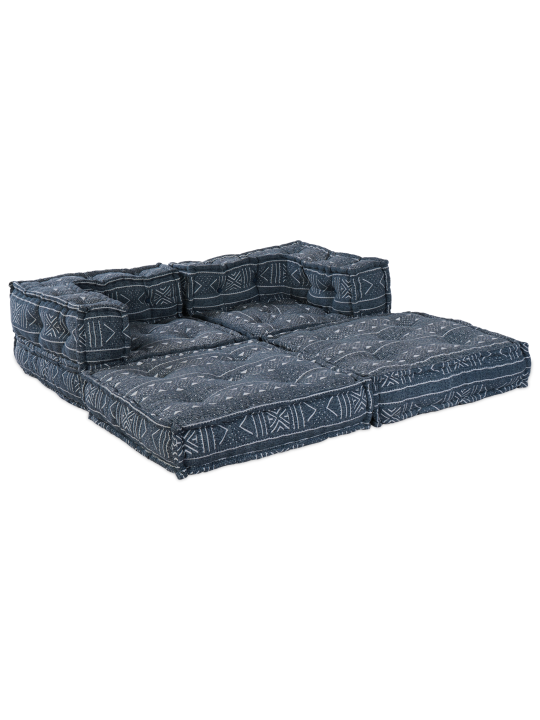 2-kohaline modulaarne pouffe diivan indigo kangaga
