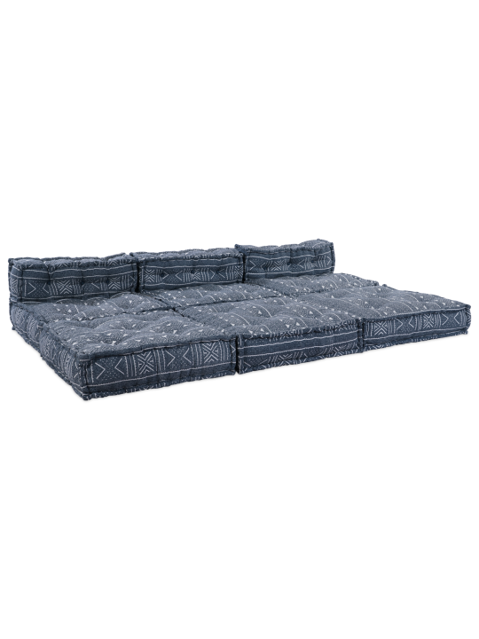 4-kohaline modulaarne pouf diivan, muudetav indigo kangas