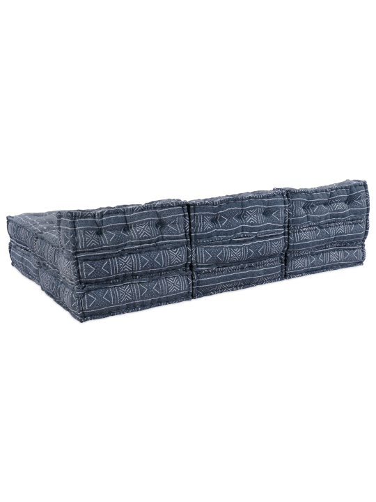 4-kohaline modulaarne pouf diivan, muudetav indigo kangas