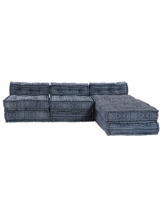 4-kohaline modulaarne pouf diivan, muudetav indigo kangas