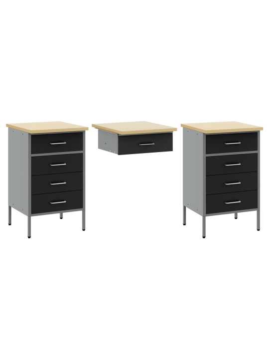 8-osaline töökapid ja peegboard komplekt, must mdf ja metall