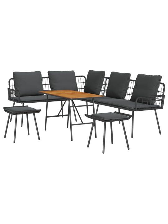 4-osaline aiavoodi komplekt padjadega must polü rattan