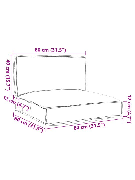 2-osaline pallet cushion set antratsiidi oxfordi kangas