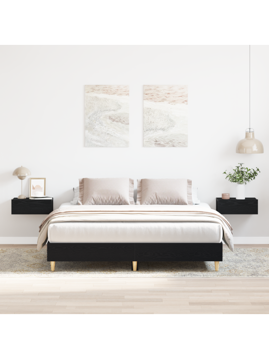 Voodi raam must tamm 150x200 cm töödeldud puit