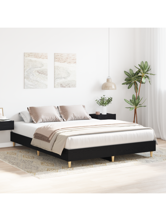 Voodi raam must tamm 150x200 cm töödeldud puit