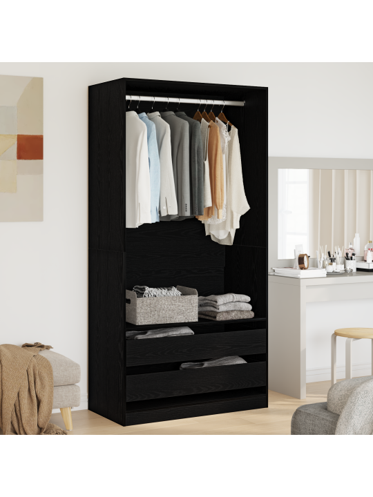 Must tamme riidekapp 100x50x200 cm tehispuit