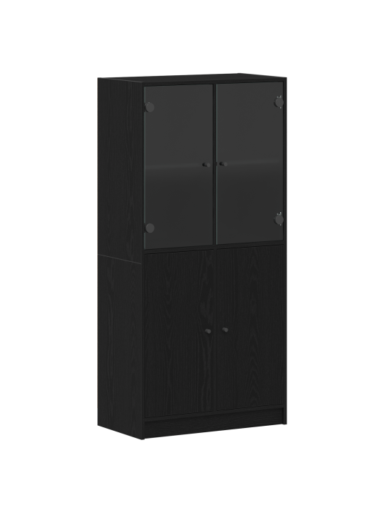Kõrgkapp uksed must tamme 68x37x142 cm tehispuit