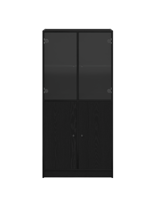 Kõrgkapp uksed must tamme 68x37x142 cm tehispuit