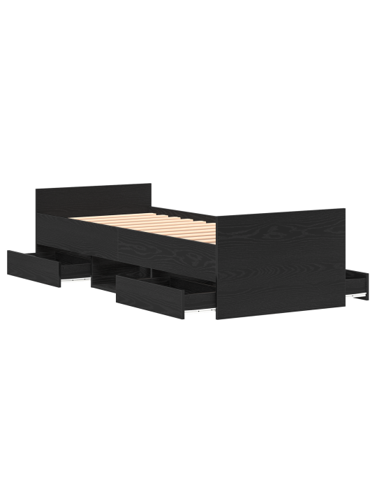 Voodi raam ilma madratsita musti tamme 75x190 cm tehispuit