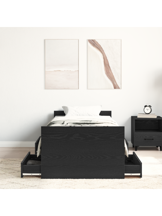 Voodi raam ilma madratsita musti tamme 75x190 cm tehispuit
