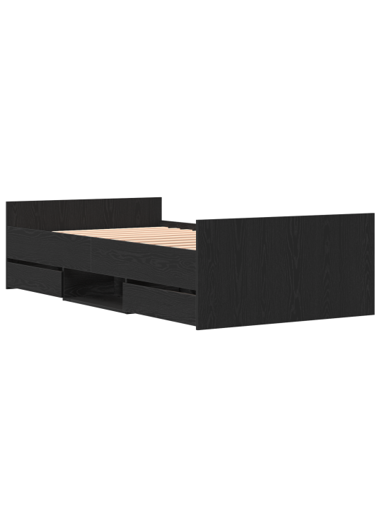 Voodiraam ilma madratsita must tamm 100x200 cm tehispuit