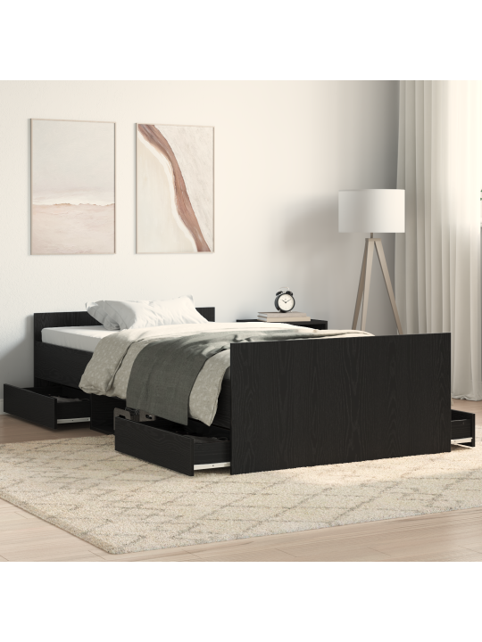 Voodiraam ilma madratsita must tamm 100x200 cm tehispuit