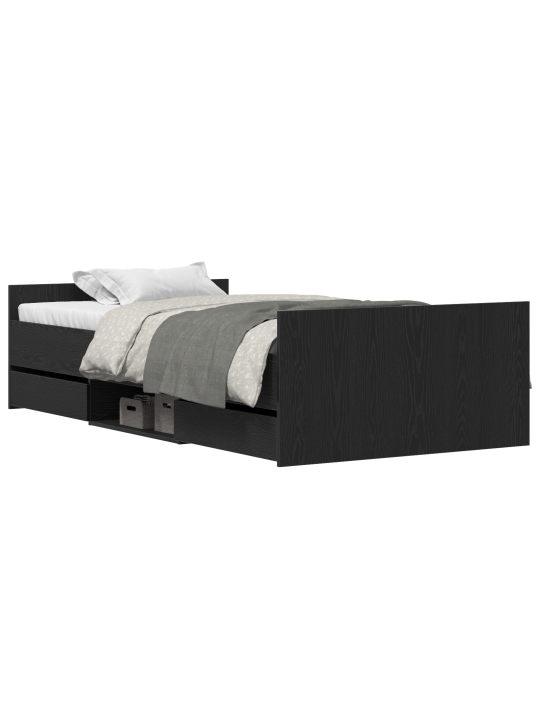 Voodiraam ilma madratsita must oakk 90x200 cm tehispuit
