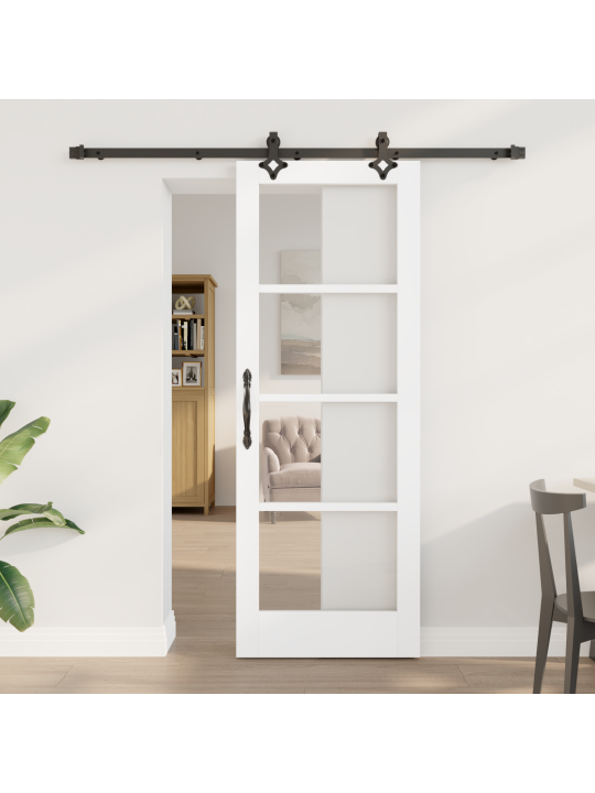 Libisemisuks koos riistvarakomplektiga 'orkdal'valge tugev puit ja klaas, siseruumide uks klaasiga 'orkdal'valge 73.5x198.5x4 cm