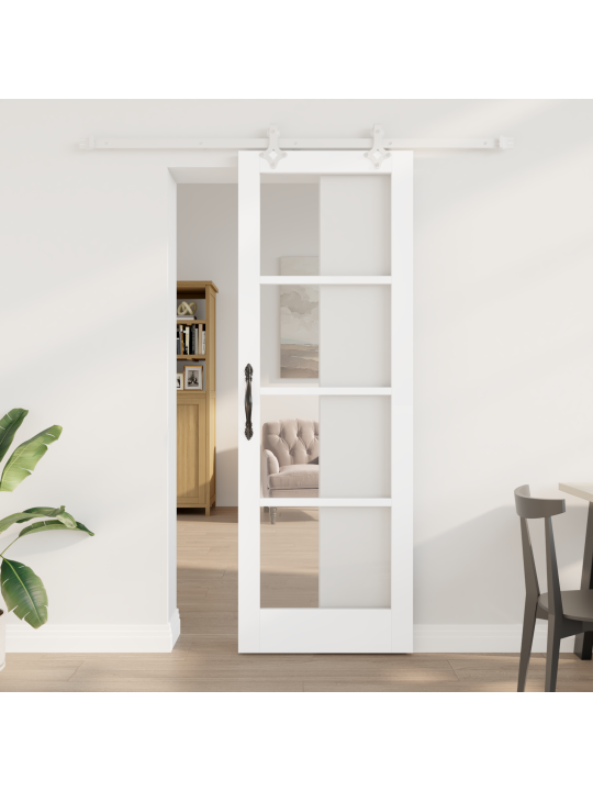 Libisev uks riistvarakomplekt valge 73.5x211 cm massiivne männipuit