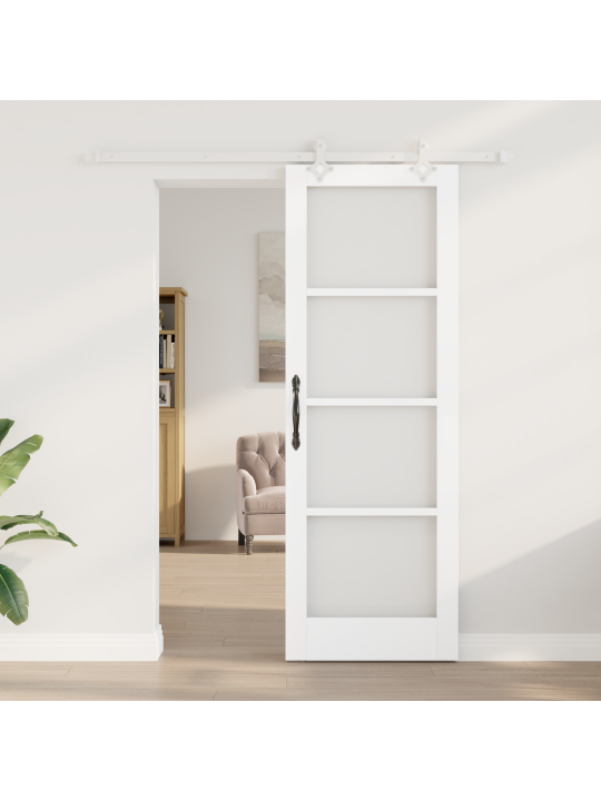 Libisev uks riistvarakomplekt valge 73.5x211 cm massiivne männipuit