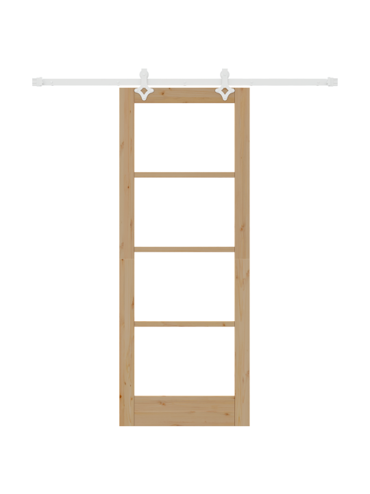 Libisev uks riistvaraga komplekt 78x202 cm kvaliteetne männipuit