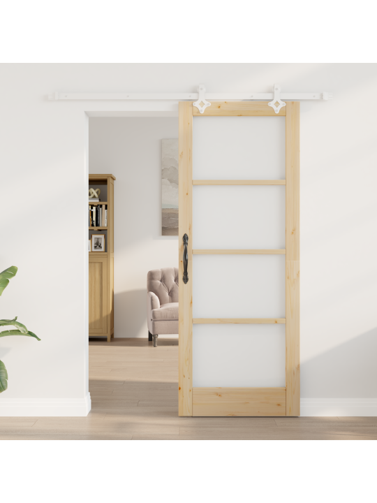 Libisev uks riistvaraga komplekt 78x202 cm kvaliteetne männipuit