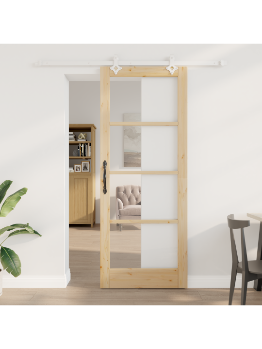 Libisev uks riistvarakomplektiga 83x211 cm kvaliteetne männipuit