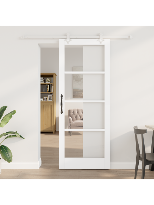 Libisev uks riistvara komplekt valge 83x211 cm massiivpuust männi