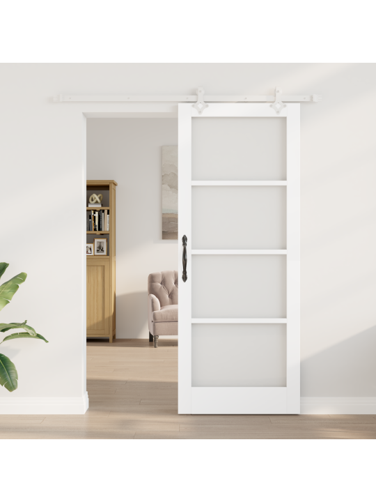 Libisev uks riistvara komplekt valge 83x211 cm massiivpuust männi