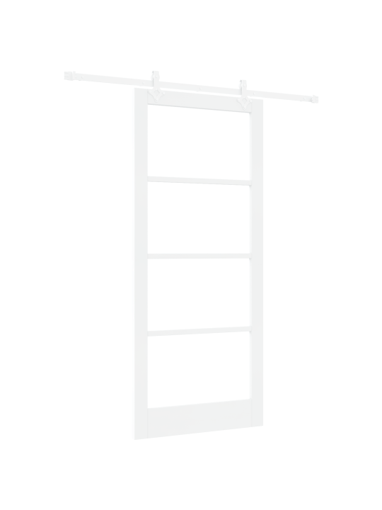 Libisev uks koos riistvarakomplektiga valge 93x211 cm solid puidust männist