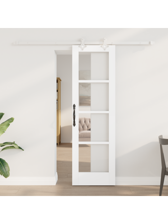 Libistatav uks riistvara komplektiga valge 61x198.5 cm tugevast puidust männi