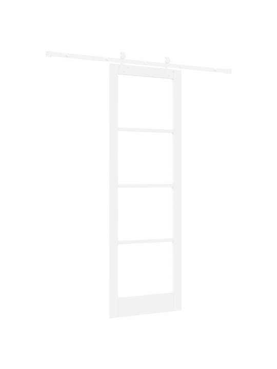 Libisev uks riistvarakomplektiga valge 78x232 cm massiivne männipuit