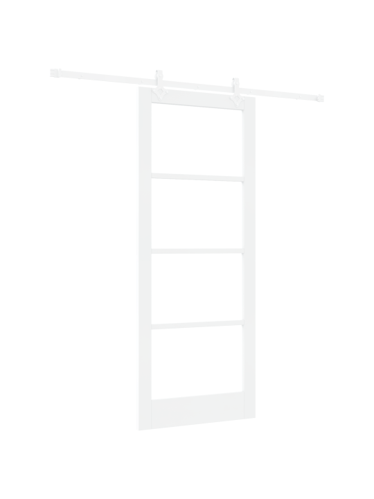 Libisev uks koos riistvarakomplektiga valge 86x211 cm massiivpuust männipuit