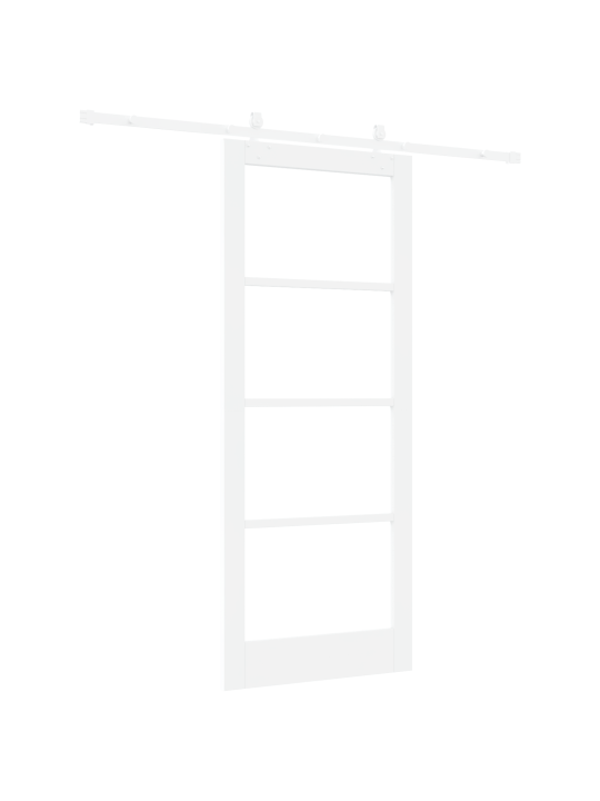 Libisev uks koos riistvarakomplektiga valge 86x211 cm massiivpuust männipuit