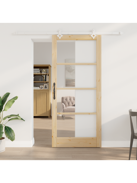 Libisev uks riistvara komplekt 93x211 cm tugevast kuusepuust