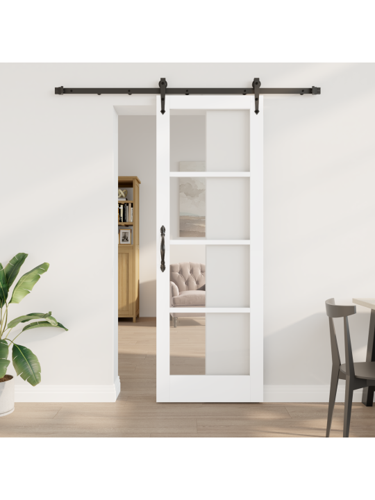 Libisev uks koos kinnituskitsiga valge 73.5x211 cm kindel puit mänd