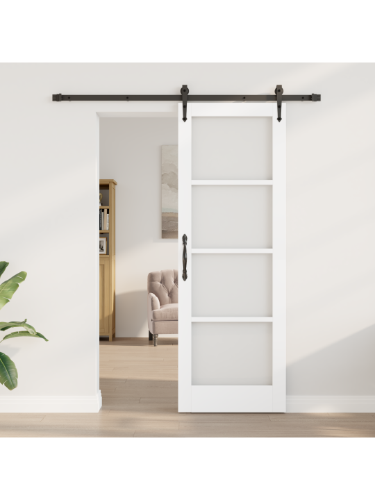 Libisev uks koos kinnituskitsiga valge 73.5x211 cm kindel puit mänd