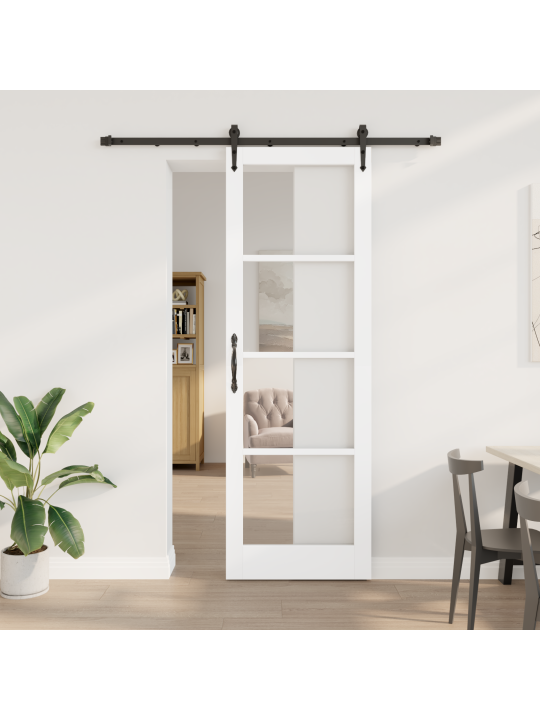 Libisev uks koos varuosade komplektiga valge 78x232 cm tugev puit männipuit