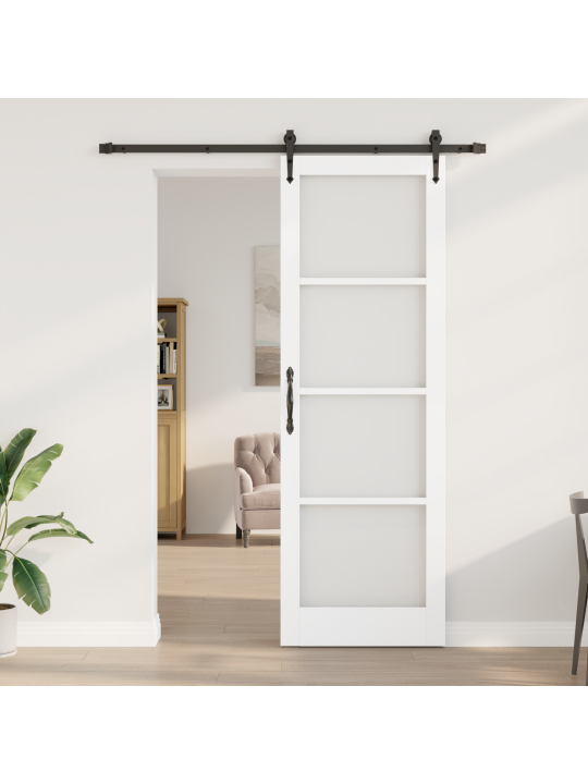 Libisev uks koos varuosade komplektiga valge 78x232 cm tugev puit männipuit