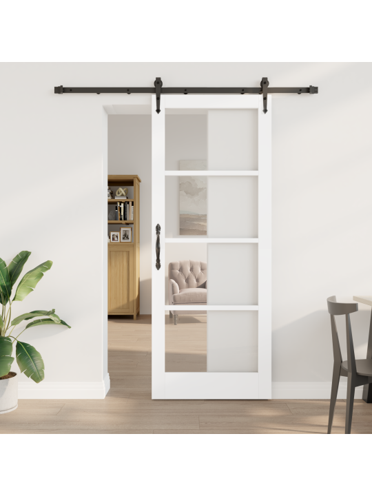 Liuguks riistvarakomplektiga valge 83x211 cm täispuit
