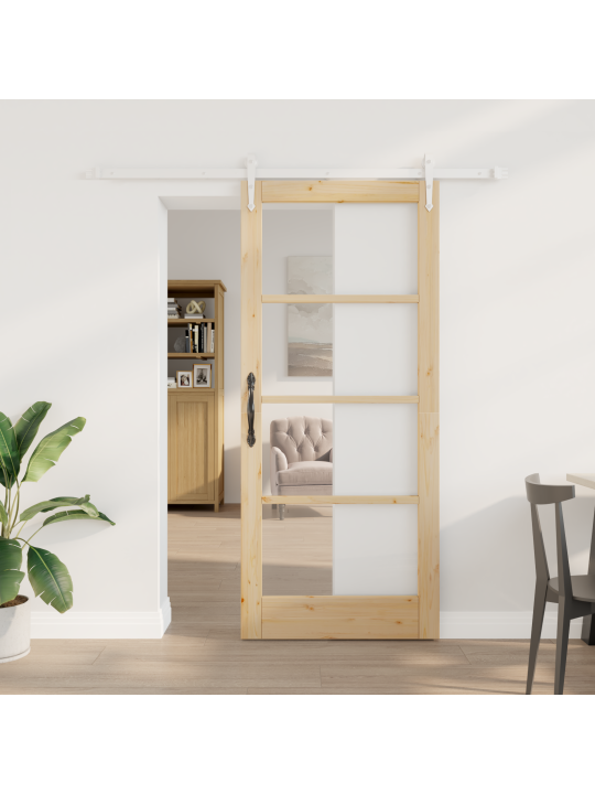 Libisev uks koos varustuse komplektiga 78x202 cm kvaliteetne männipuit