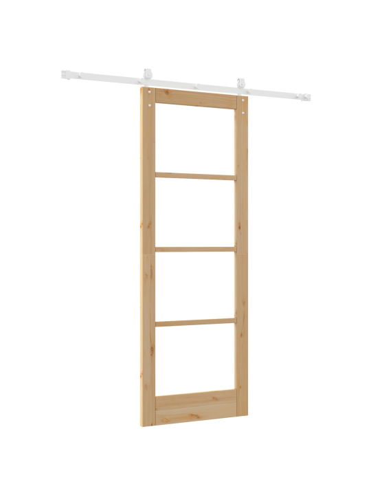 Libisev uks koos materjalide komplektiga 78x211 cm tugevast puidust männist