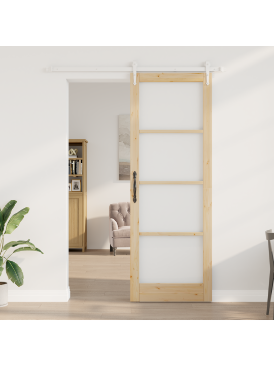 Libisev uks koos varustusega 83x232 cm tahke puidu mänd