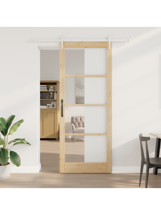 Libisev uks koos riistvarakomplektiga 93x232 cm kvaliteetsest männipuidust