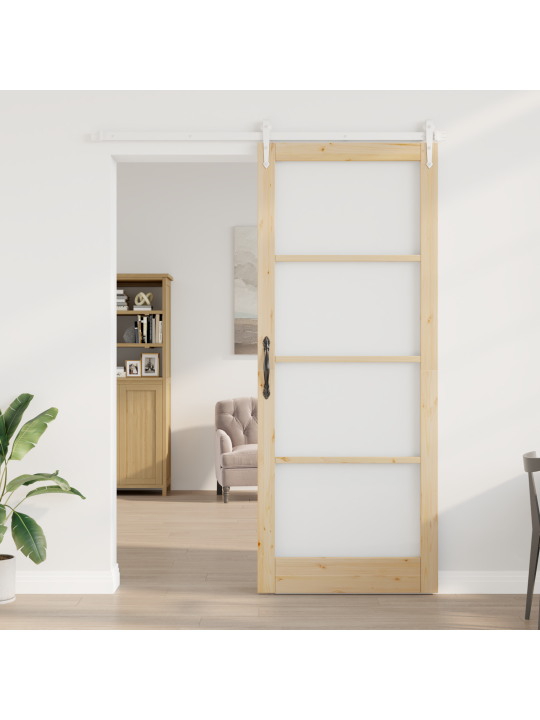 Libisev uks koos riistvarakomplektiga 93x232 cm kvaliteetsest männipuidust