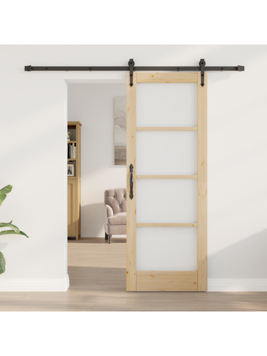 Libisev uks riistvara komplektiga 73.5 x 198.5 cm kindel puit männipuit