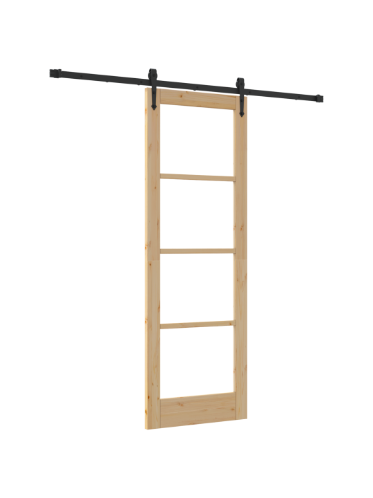 Libisev uks koos tarvikute komplektiga 73.5x211 cm kõvast männipuidust