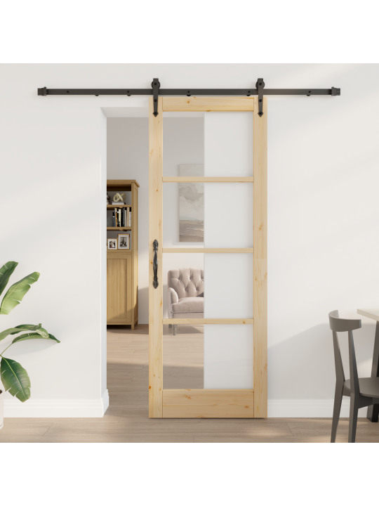 Libisev uks koos tarvikute komplektiga 78x211 cm tugev männipuit