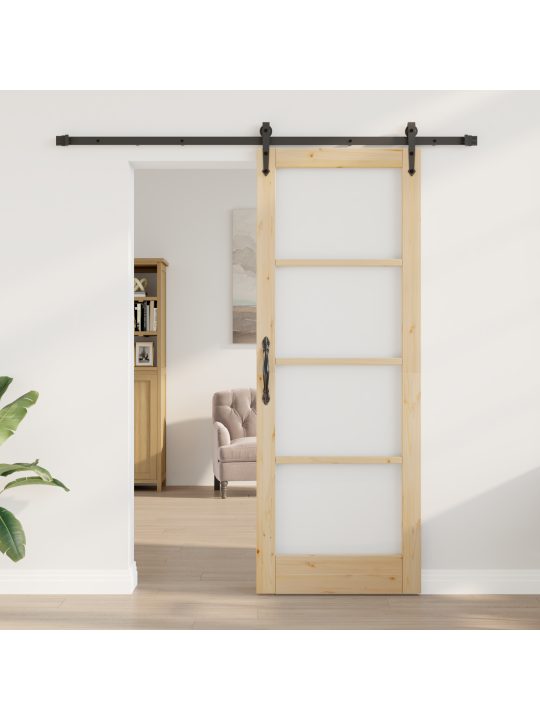Libisev uks koos tarvikute komplektiga 78x211 cm tugev männipuit