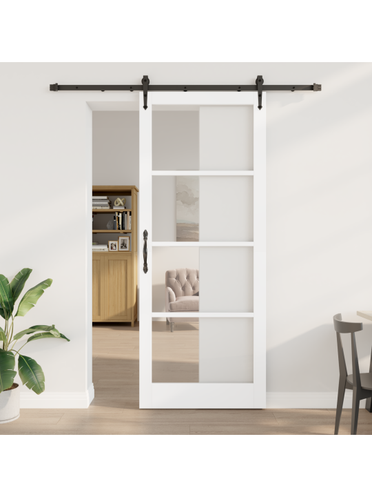 Libisev uks koos tarvikute komplektiga valge 93x232 cm tootest puit puit