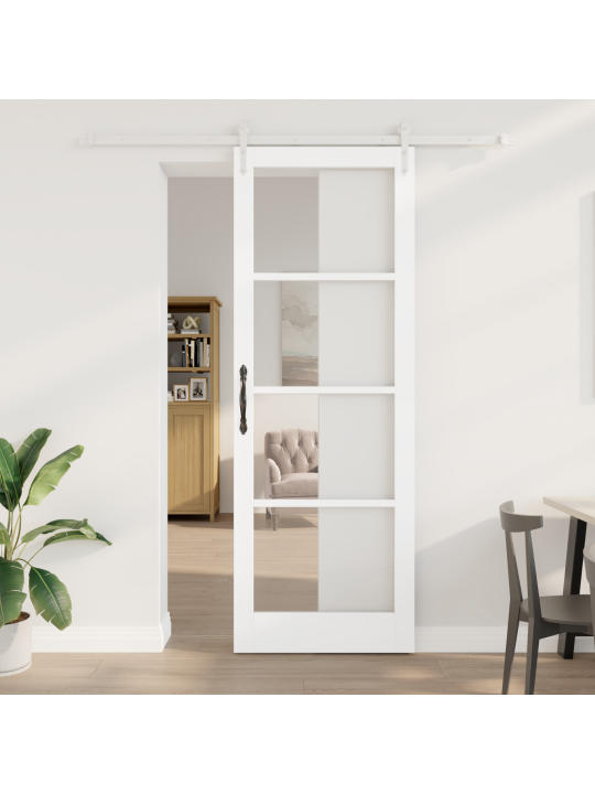 Liuguks riistvarakomplektiga valge 83x232 cm täispuit männipuu