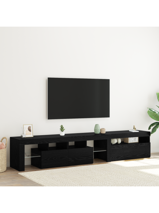 Tv kapid 2 tk led-valgustusega must tamm tehispuit