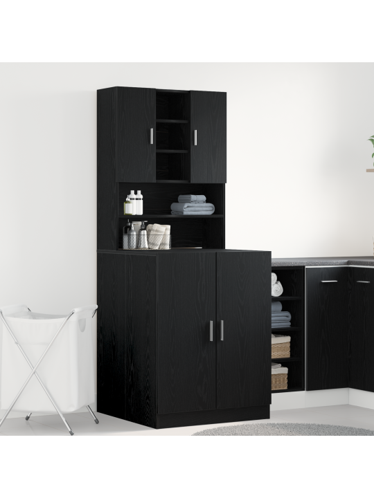 Pesumasina kapid 2 tk must tamm 70.5x71.5x181.5 cm tehispuit