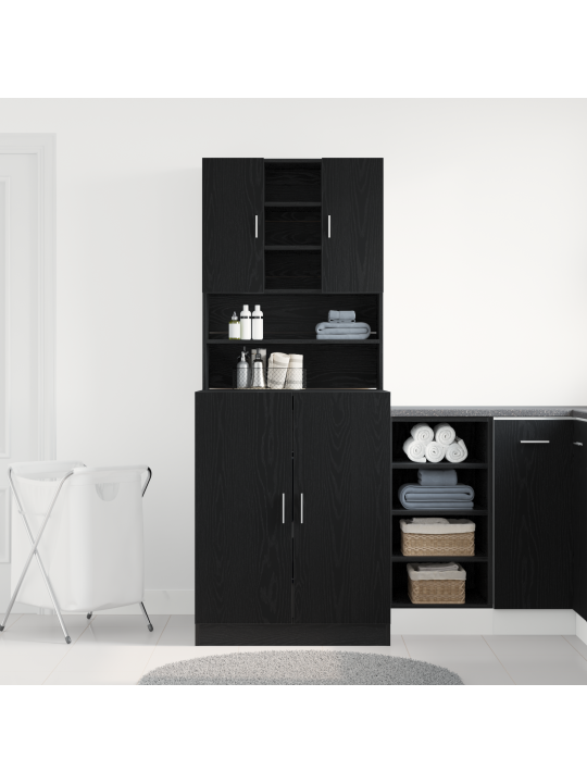 Pesumasina kapid 2 tk must tamm 70.5x71.5x181.5 cm tehispuit